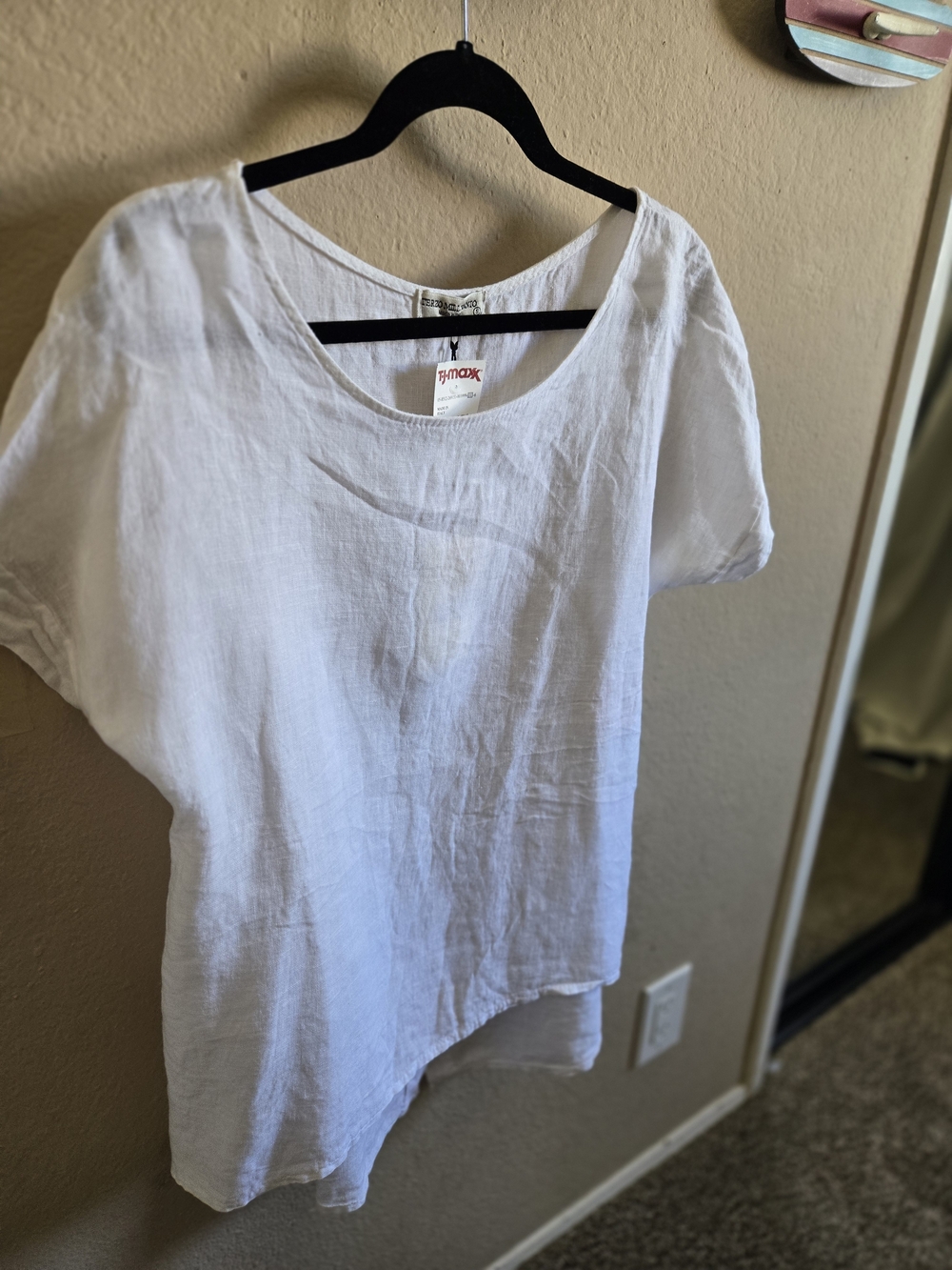 T.J.Maxx White Short Sleeve Linen Tunic